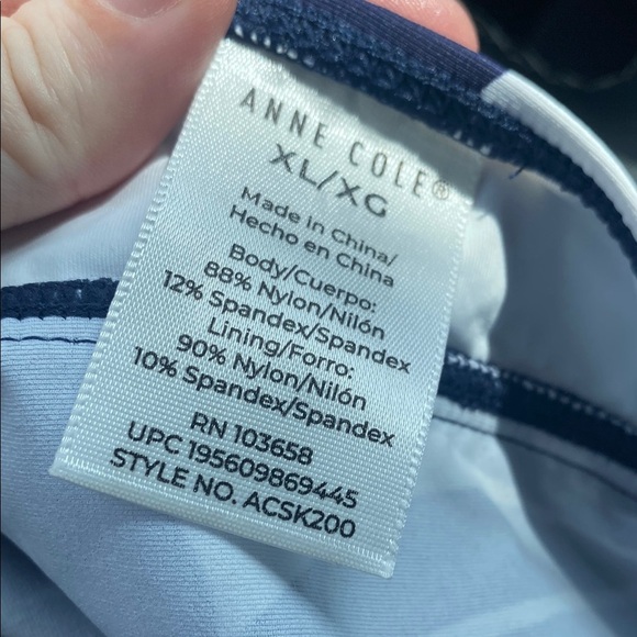 NEW Anne Cole V-Wire Tankini Swim Top XL Navy Blue White Coastal Palms Print - Picture 6 of 10